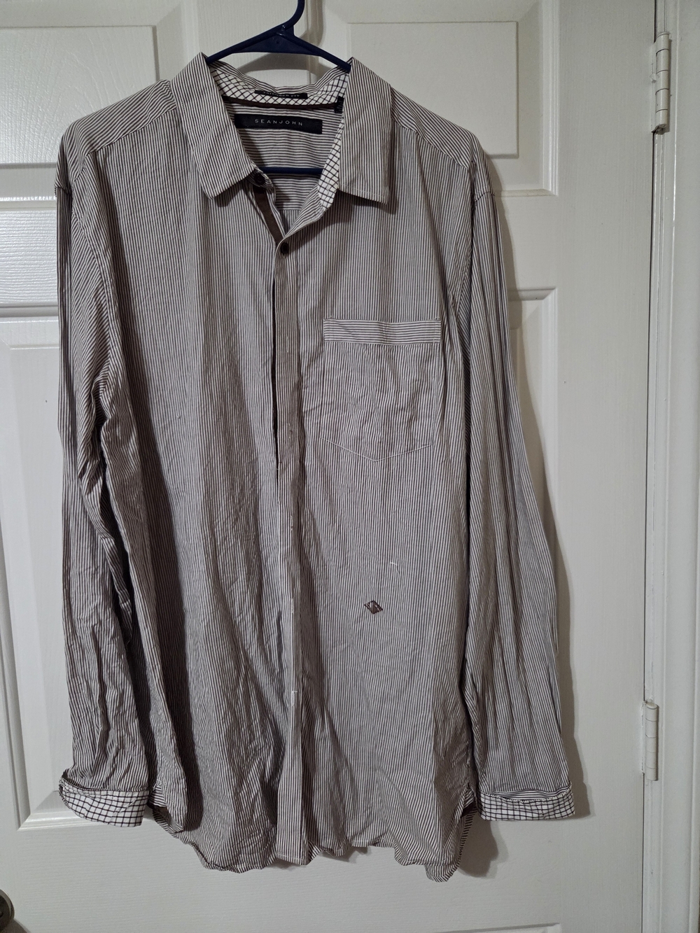 2X Sean John Men's Long-Sleeve Striped Button-Up Shirt